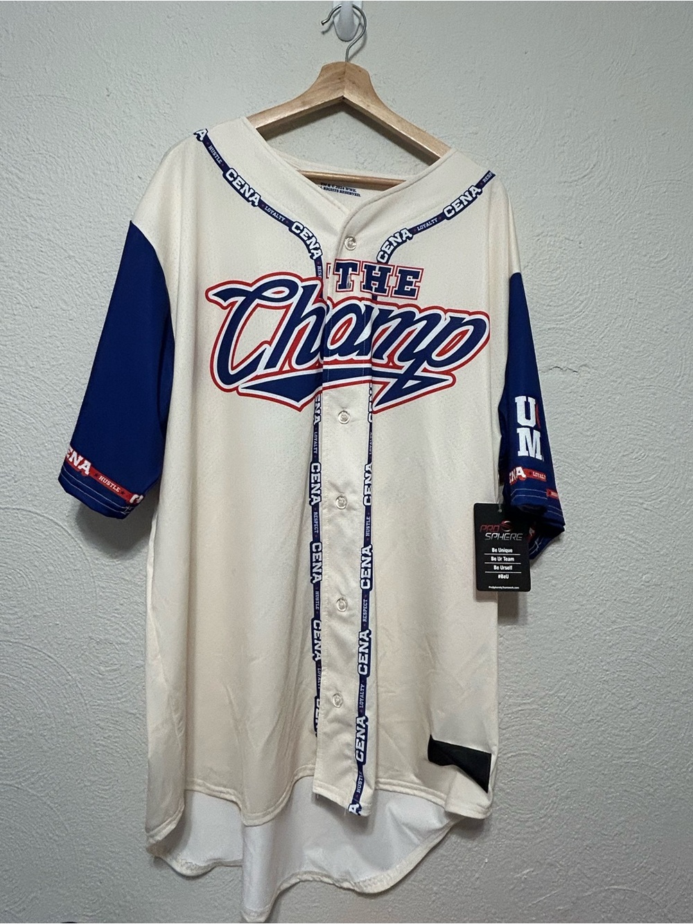 John Cena “The Champ” ProSphere Baseball Jersey Size 2XL NWT Official WWE Merch